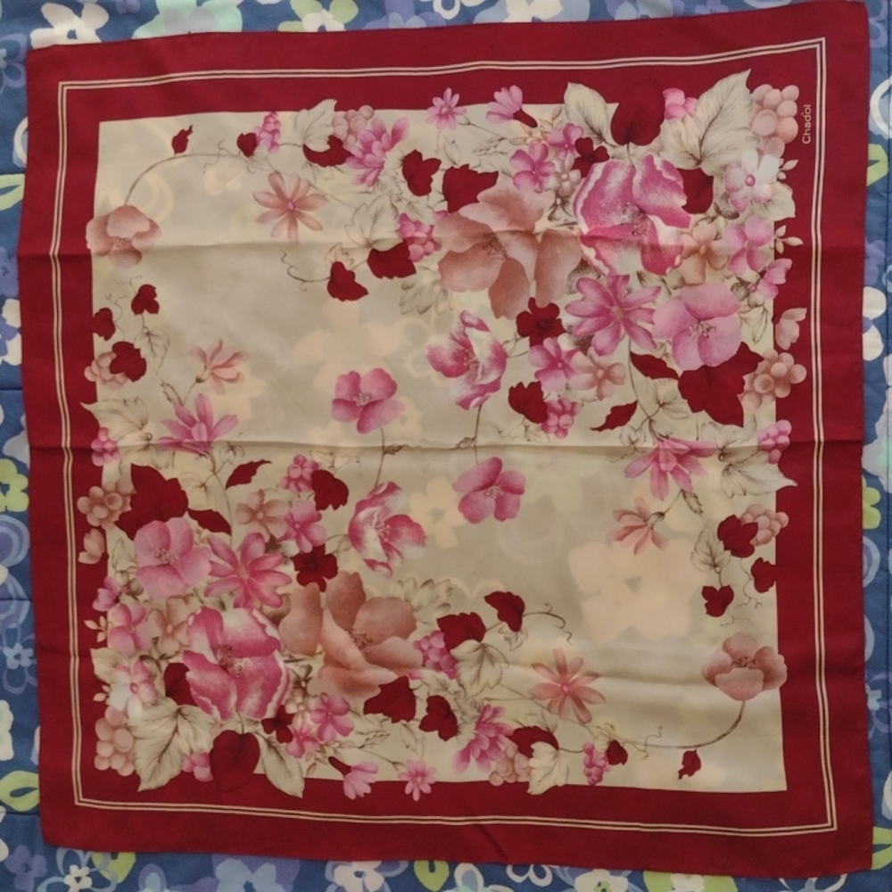 Vintage Floral Design Silk Scarf